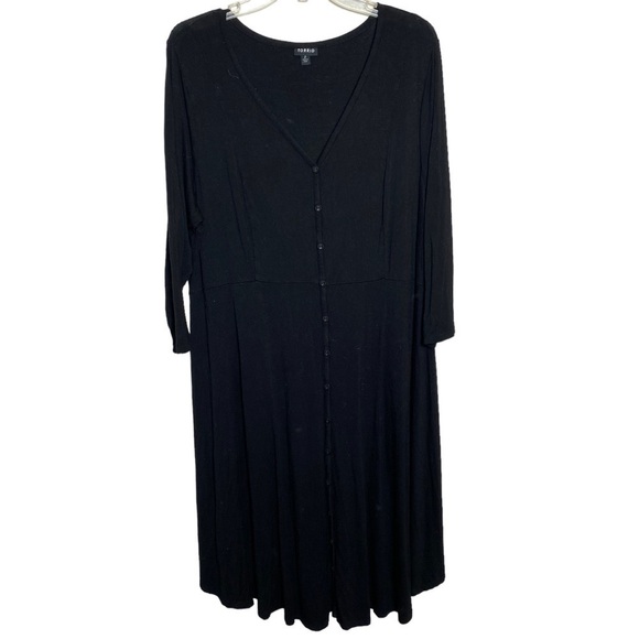 Torrid Super Soft Black Ribbed Knit Asymmetrical Skater Dress Size 2 - Picture 2 of 5